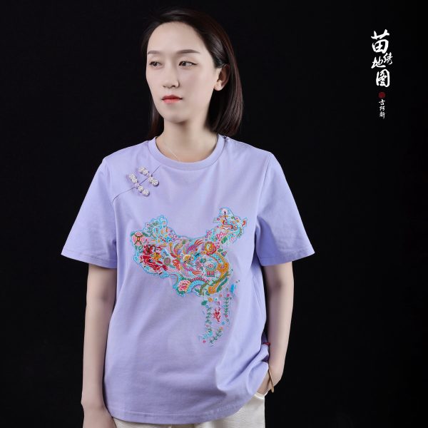 Miao Embroidery Map of China T shirt